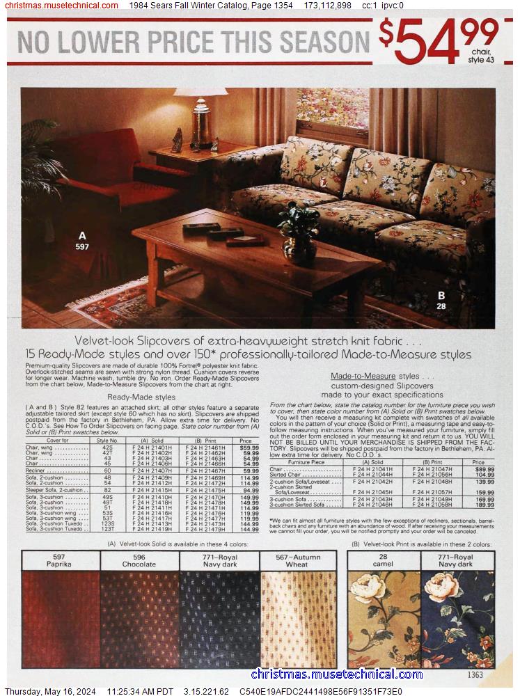 1984 Sears Fall Winter Catalog, Page 1354