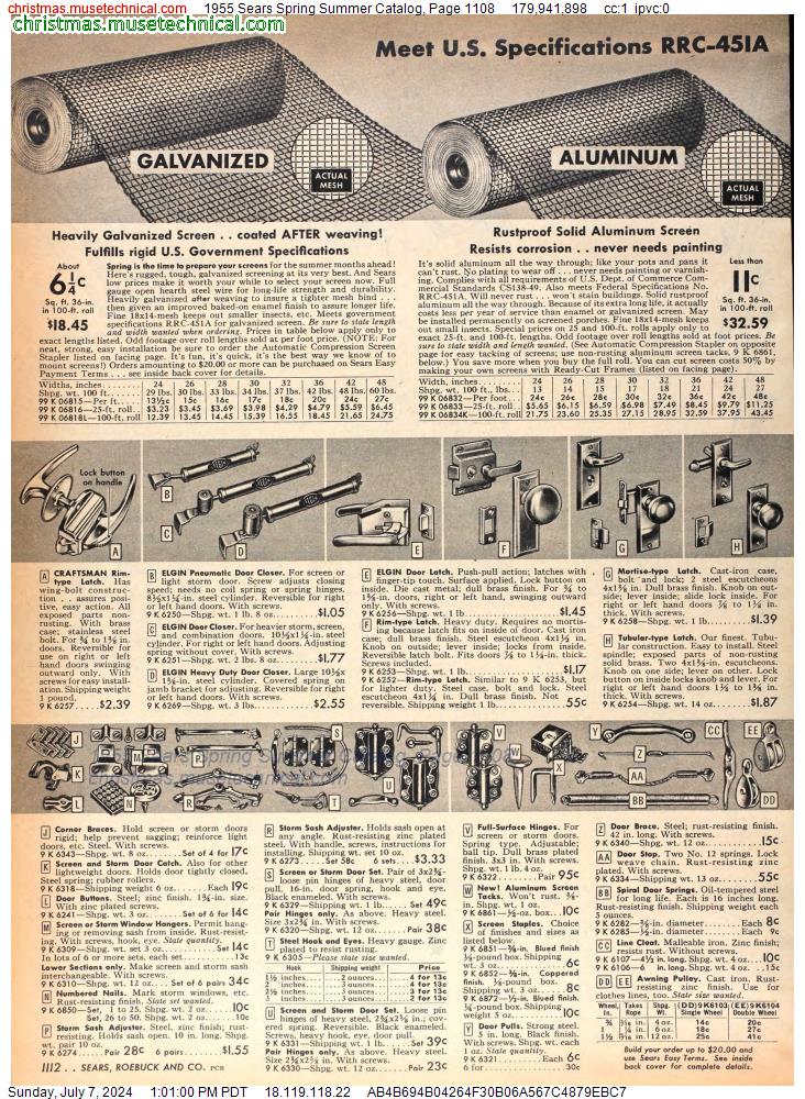 1955 Sears Spring Summer Catalog, Page 1108