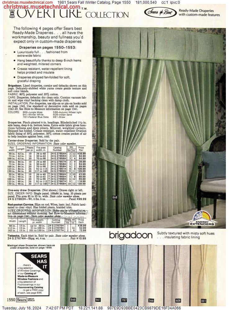 1981 Sears Fall Winter Catalog, Page 1550