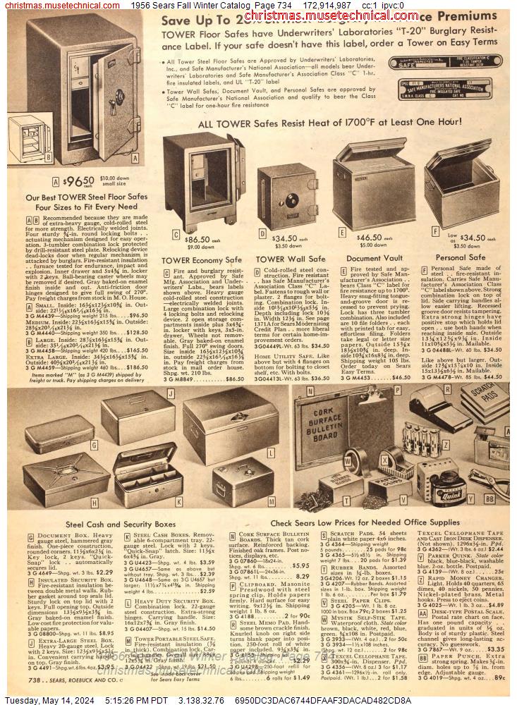 1956 Sears Fall Winter Catalog, Page 734
