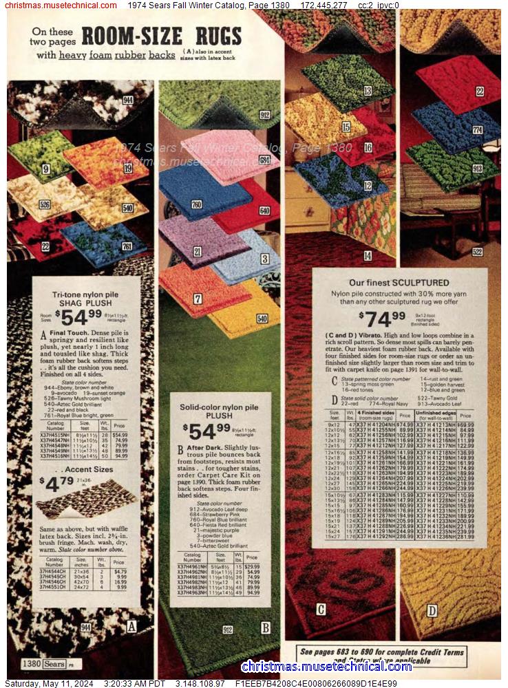 1974 Sears Fall Winter Catalog, Page 1380
