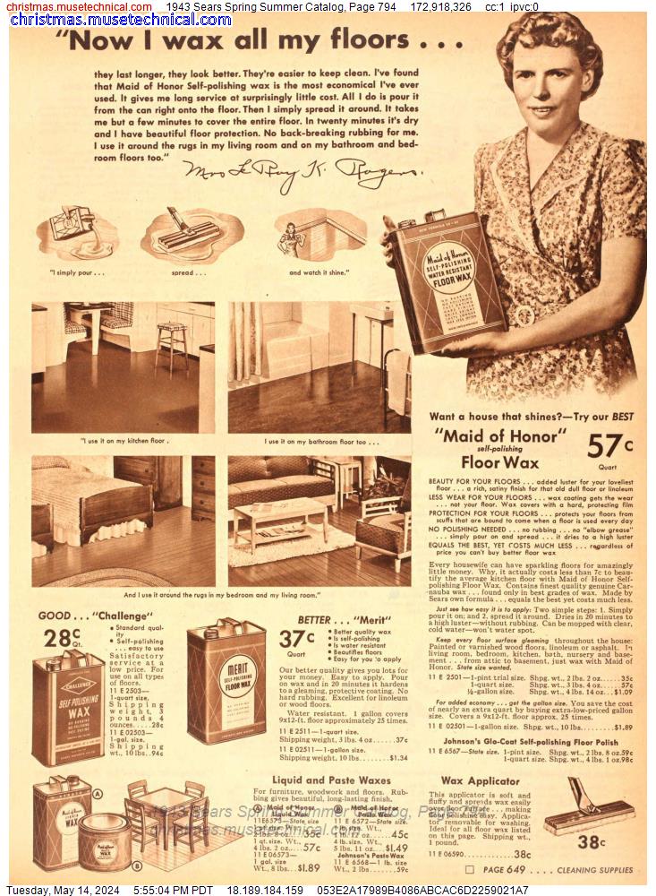 1943 Sears Spring Summer Catalog, Page 794