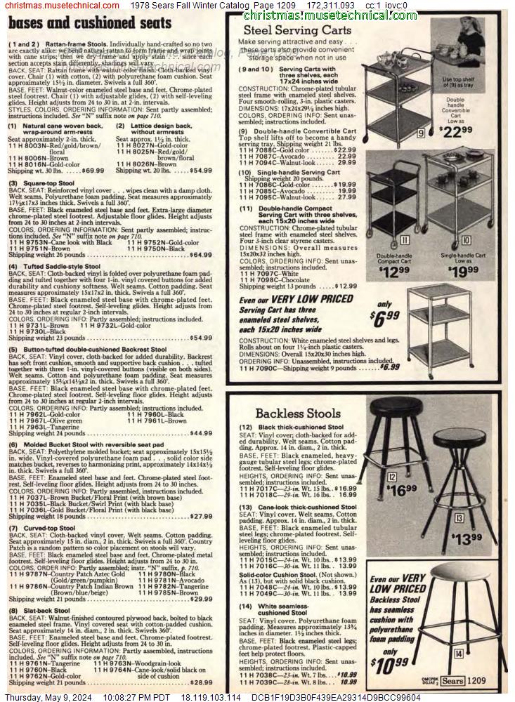 1978 Sears Fall Winter Catalog, Page 1209
