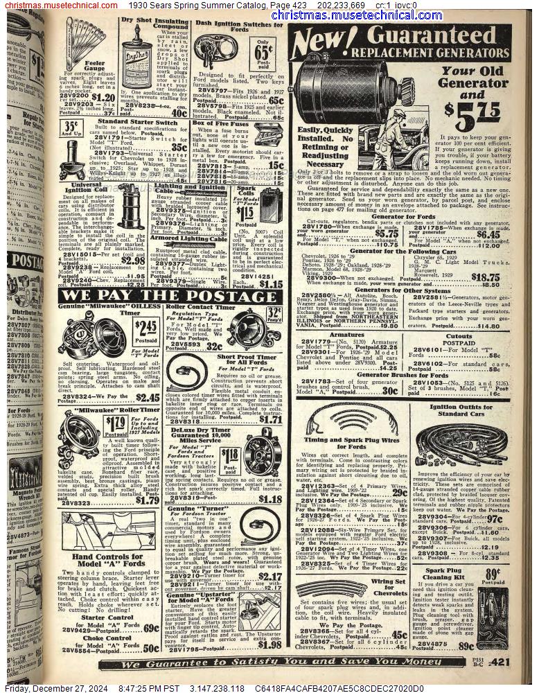 1930 Sears Spring Summer Catalog, Page 423