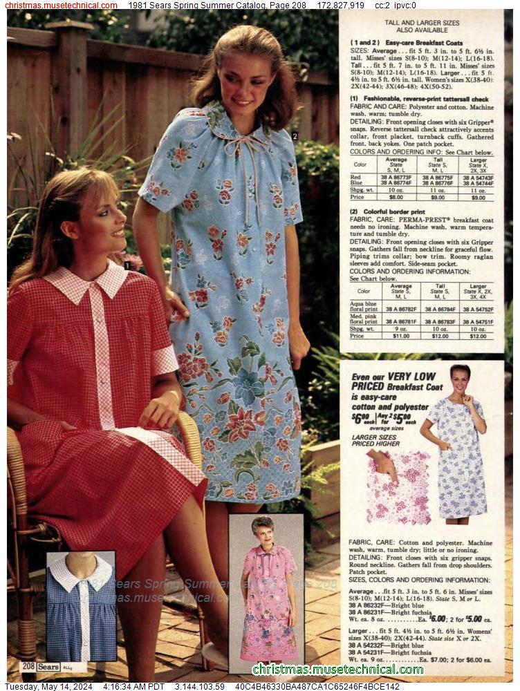 1981 Sears Spring Summer Catalog, Page 208