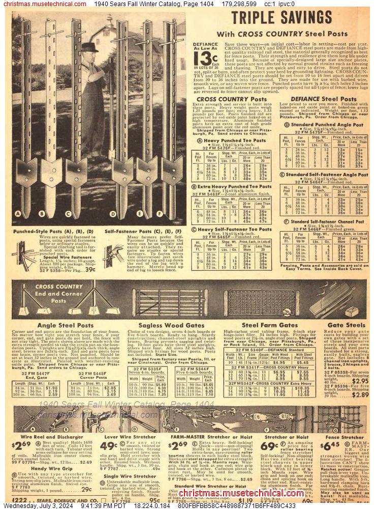 1940 Sears Fall Winter Catalog, Page 1404