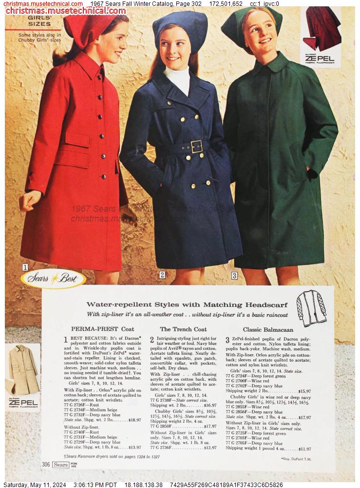 1967 Sears Fall Winter Catalog, Page 302