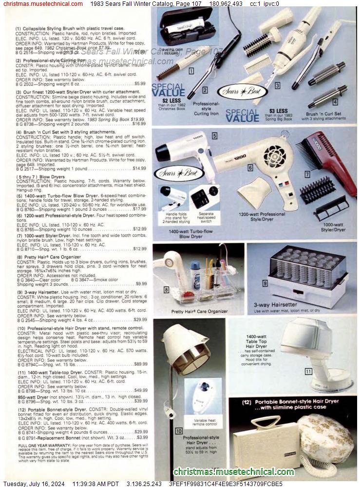1983 Sears Fall Winter Catalog, Page 107