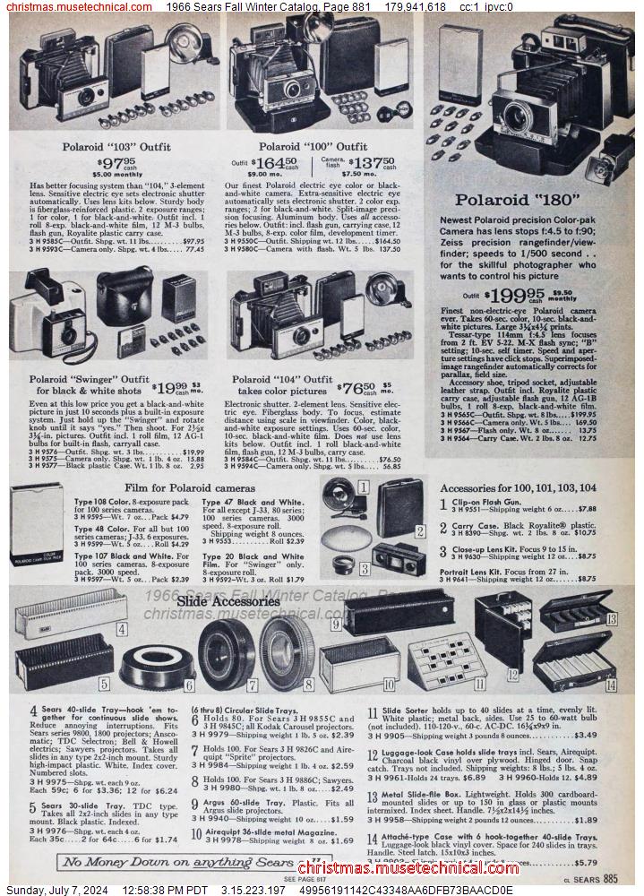 1966 Sears Fall Winter Catalog, Page 881