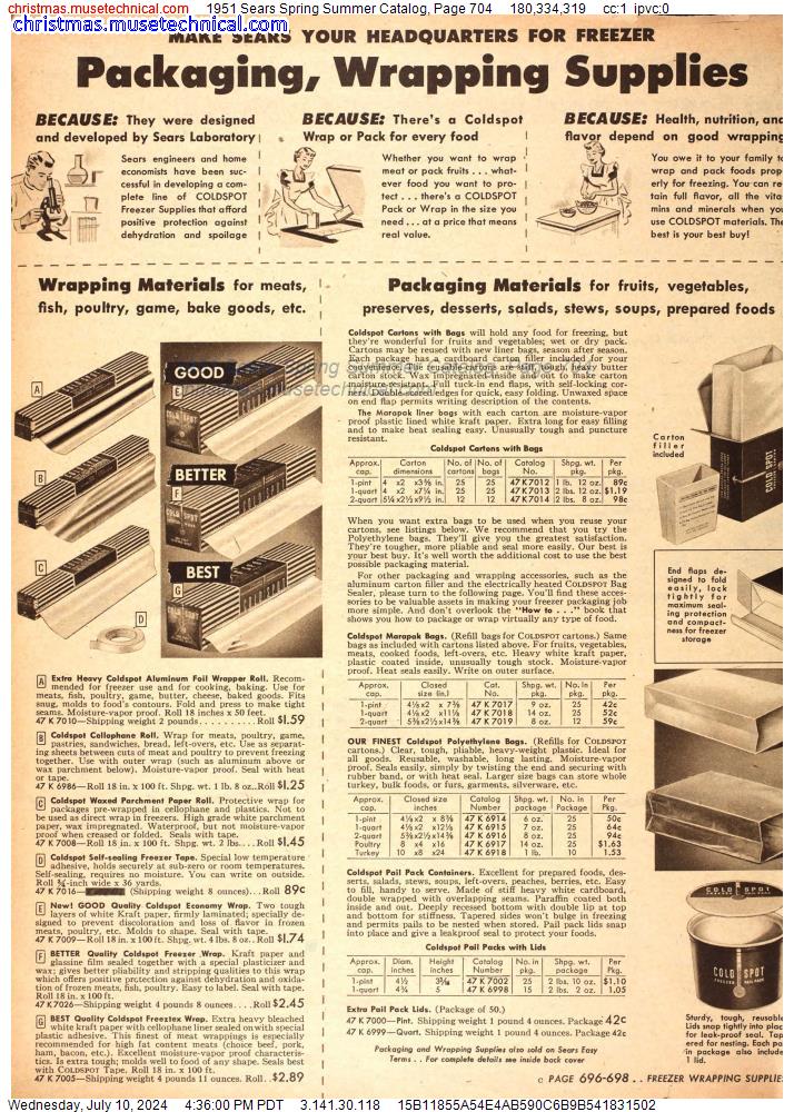 1951 Sears Spring Summer Catalog, Page 704