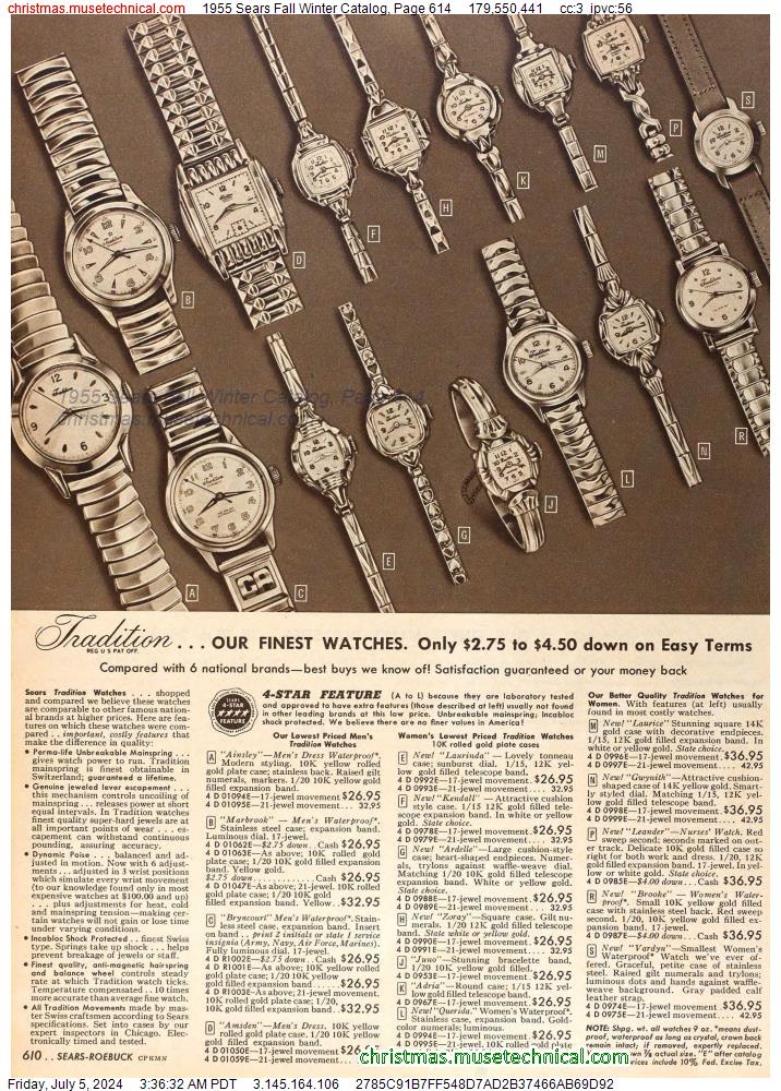 1955 Sears Fall Winter Catalog, Page 614