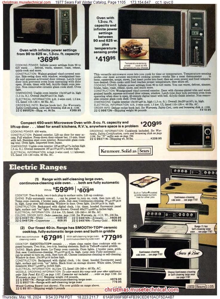 1977 Sears Fall Winter Catalog, Page 1105