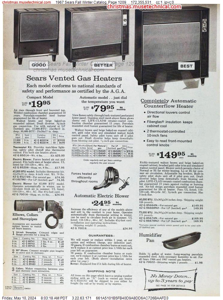 1967 Sears Fall Winter Catalog, Page 1209