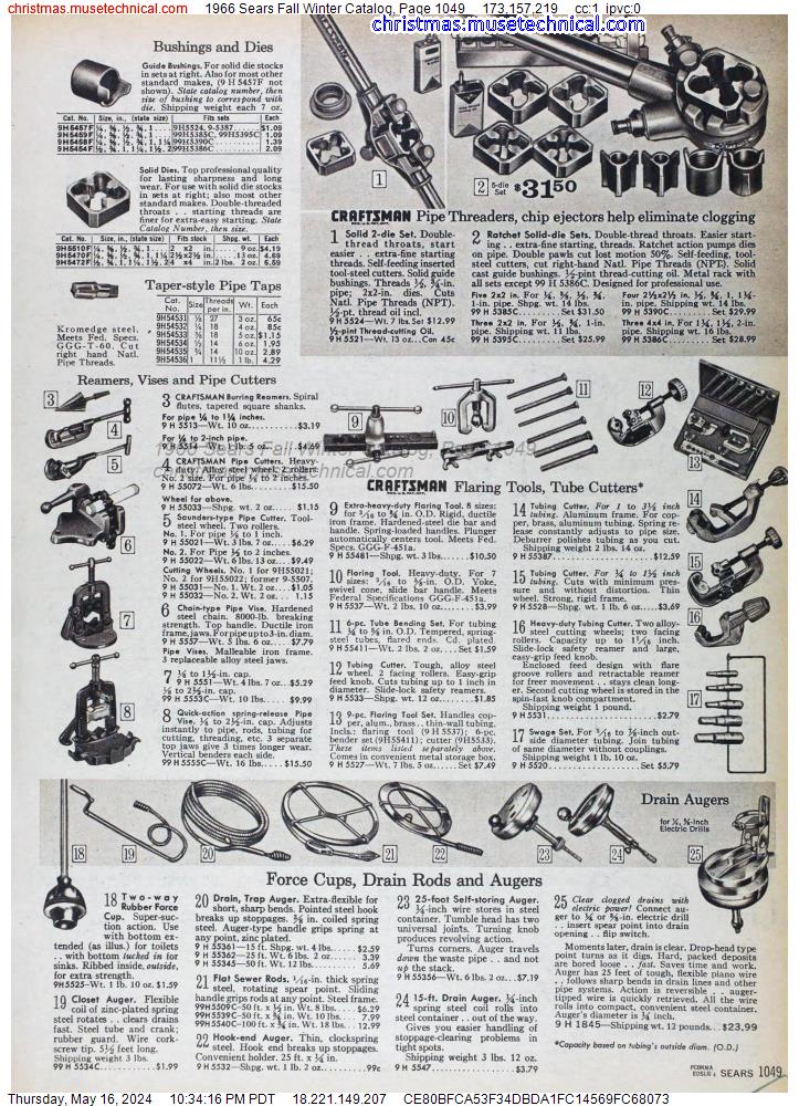 1966 Sears Fall Winter Catalog, Page 1049