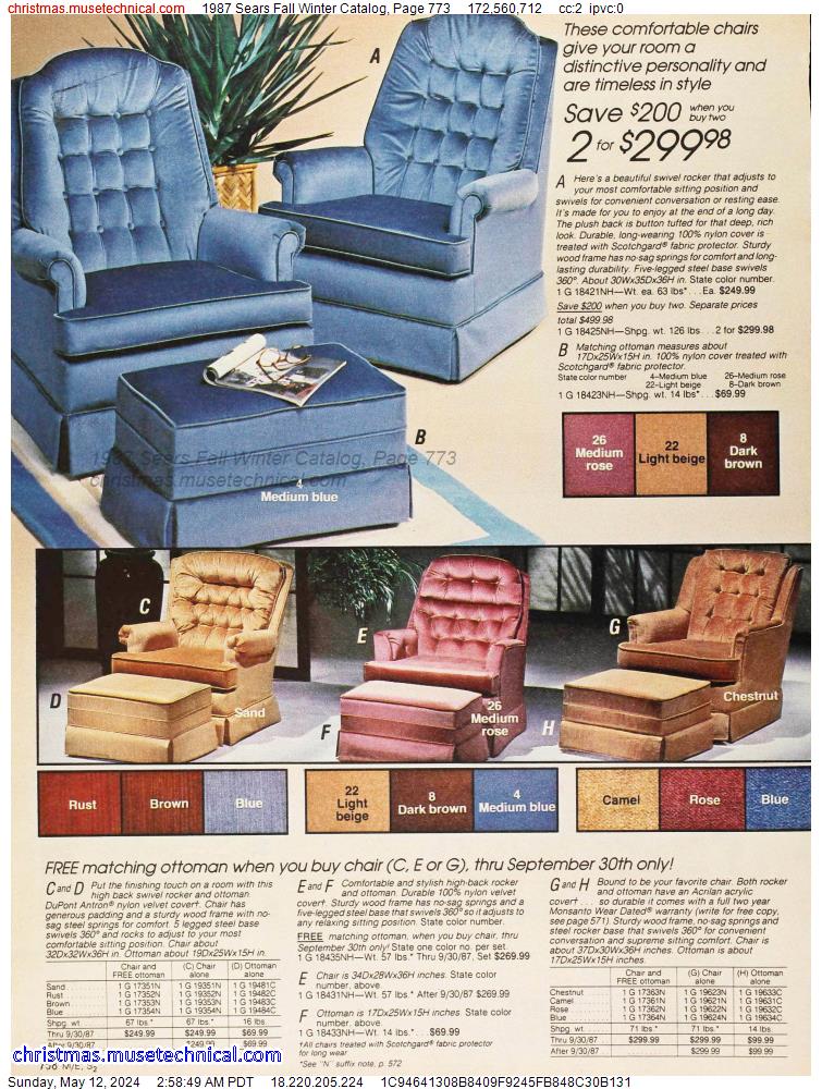 1987 Sears Fall Winter Catalog, Page 773