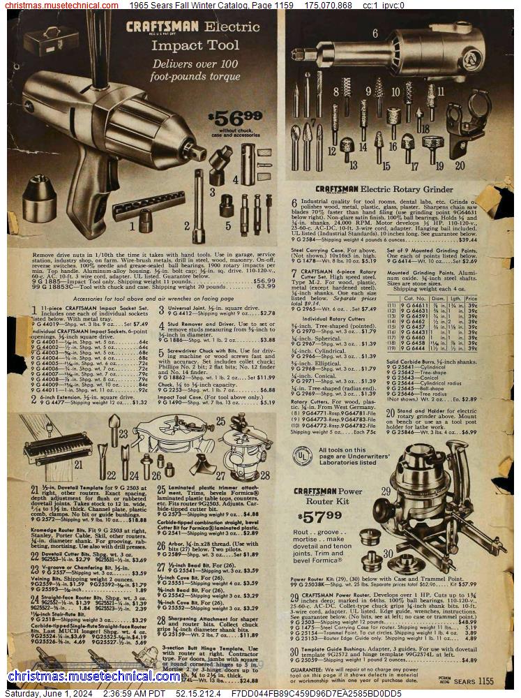 1965 Sears Fall Winter Catalog, Page 1159