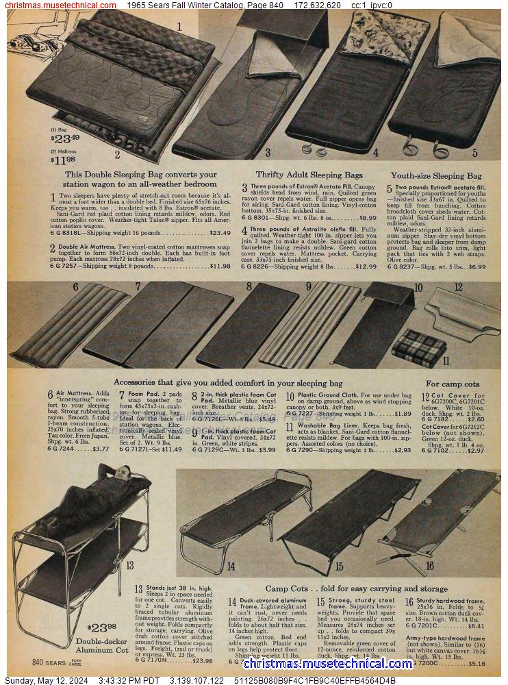 1965 Sears Fall Winter Catalog, Page 840