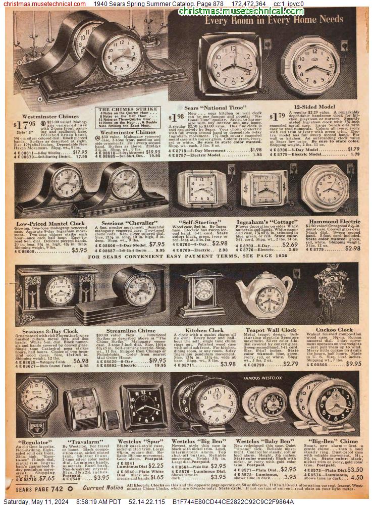 1940 Sears Spring Summer Catalog, Page 878