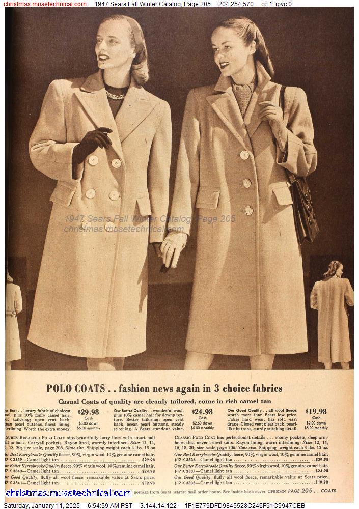 1947 Sears Fall Winter Catalog, Page 205