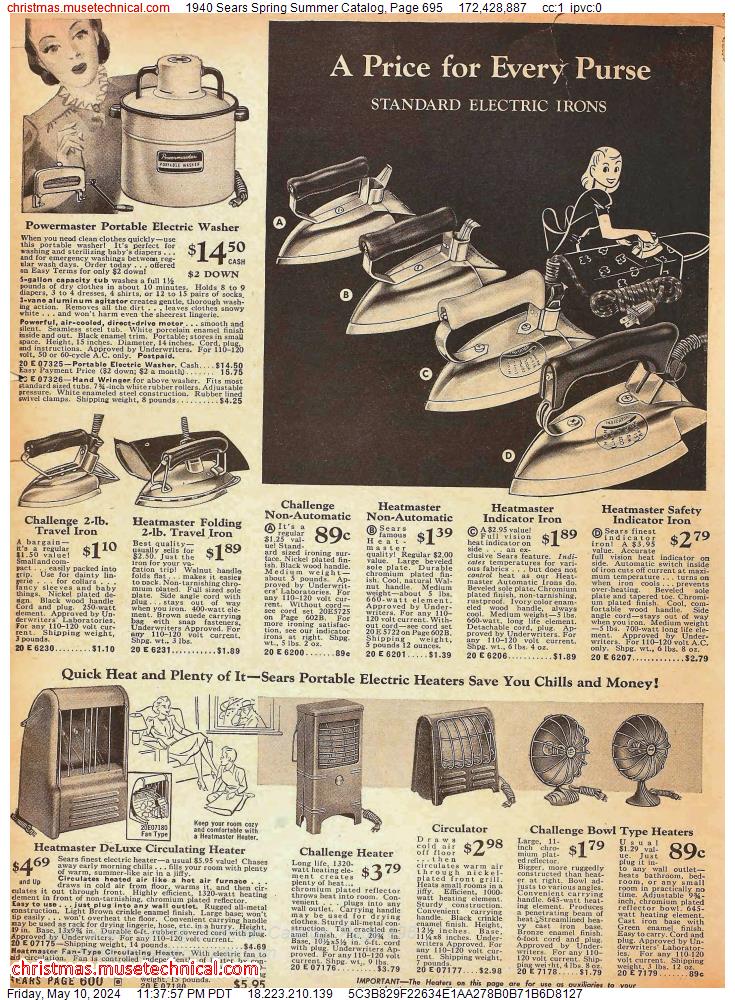 1940 Sears Spring Summer Catalog, Page 695