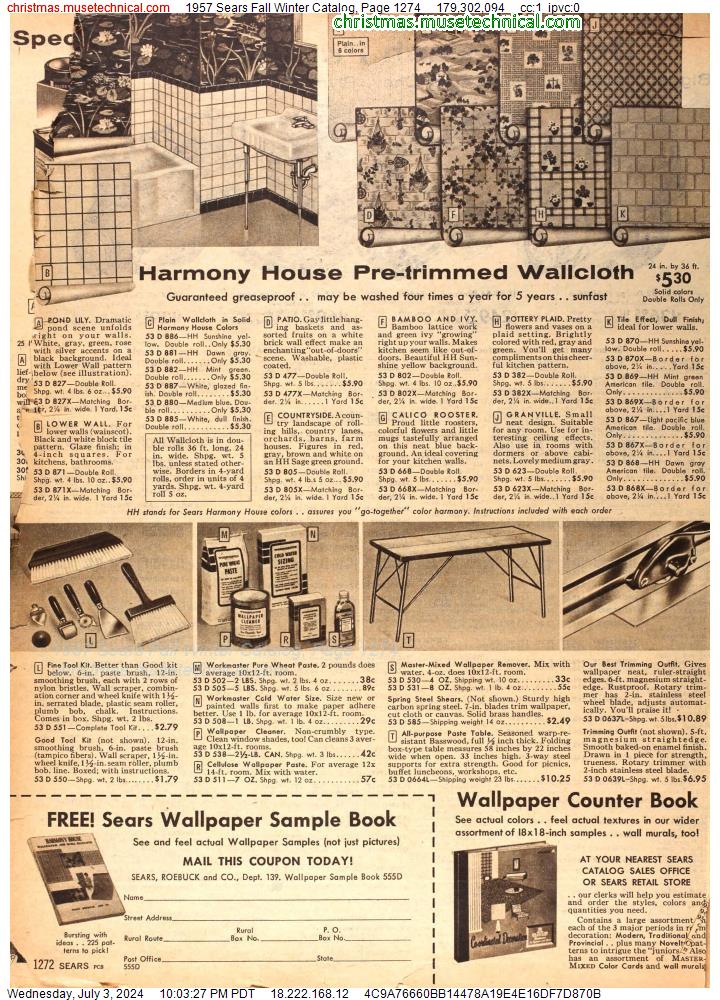 1957 Sears Fall Winter Catalog, Page 1274