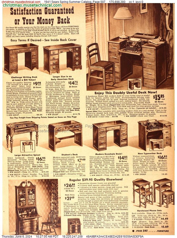1941 Sears Spring Summer Catalog, Page 597
