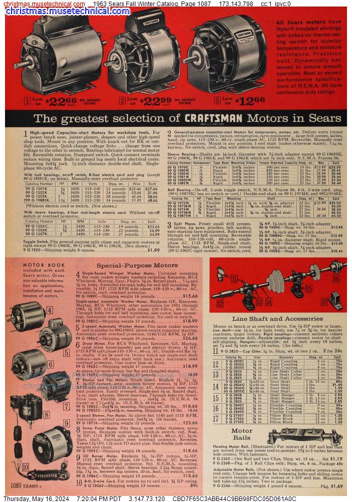 1963 Sears Fall Winter Catalog, Page 1087