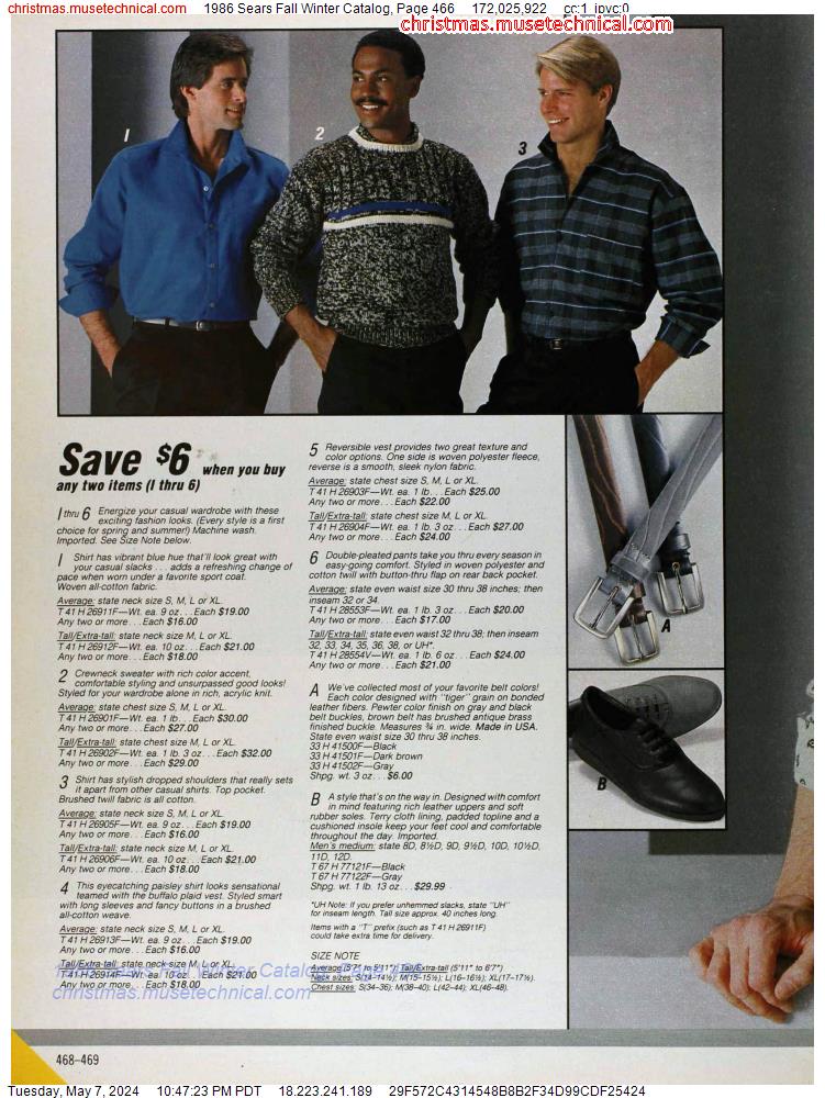 1986 Sears Fall Winter Catalog, Page 466