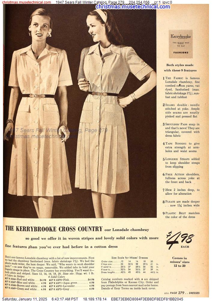 1947 Sears Fall Winter Catalog, Page 279