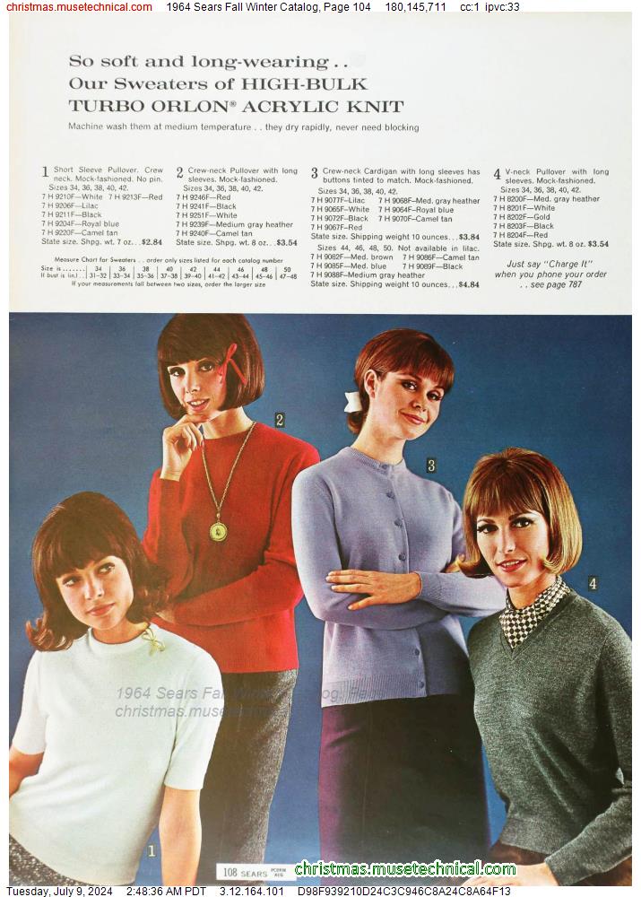 1964 Sears Fall Winter Catalog, Page 104