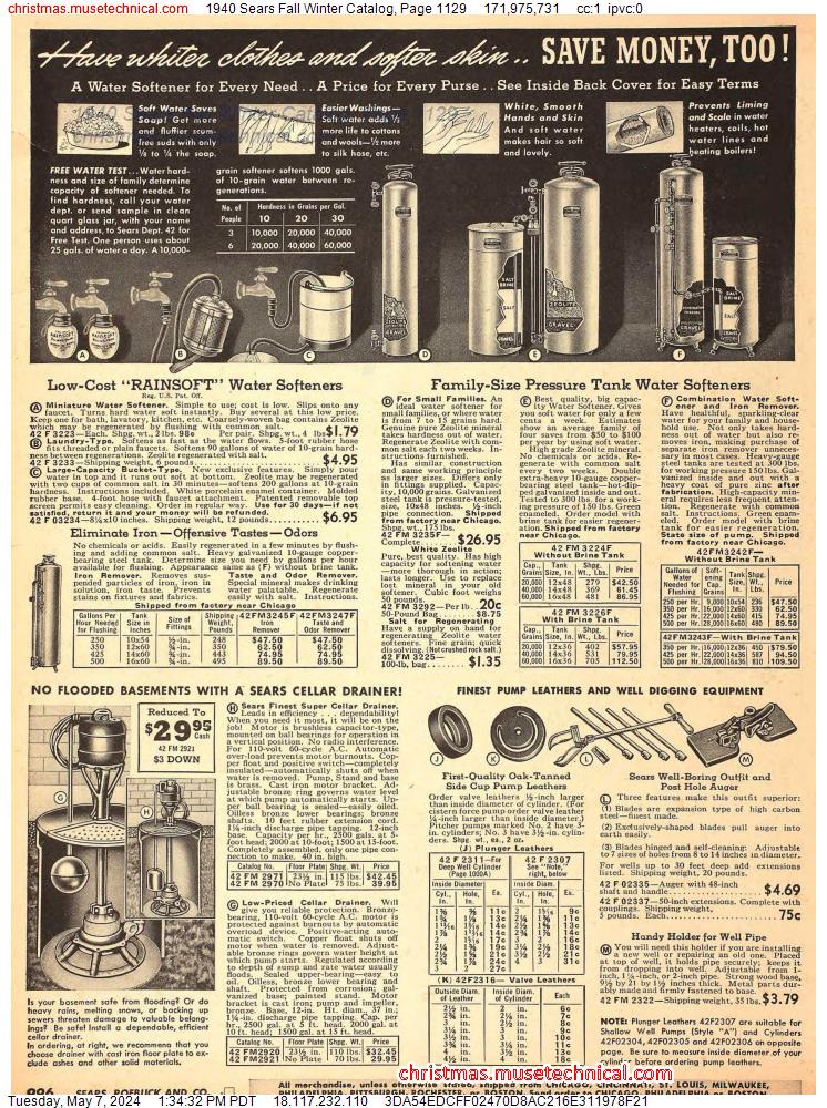 1940 Sears Fall Winter Catalog, Page 1129