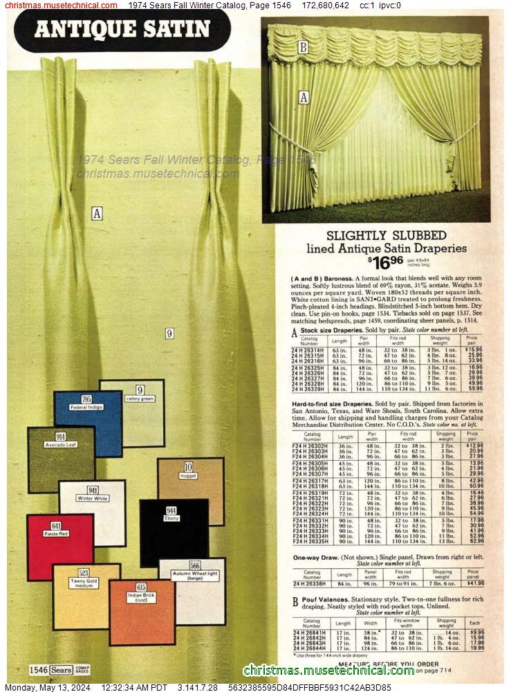 1974 Sears Fall Winter Catalog, Page 1546