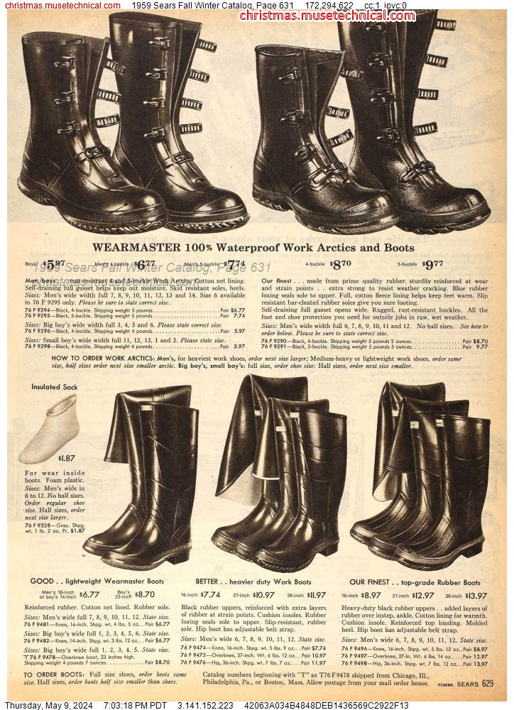 1959 Sears Fall Winter Catalog, Page 631