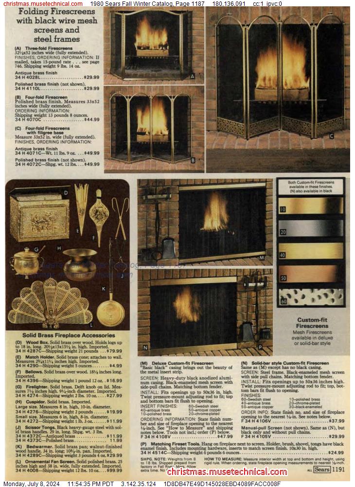 1980 Sears Fall Winter Catalog, Page 1187