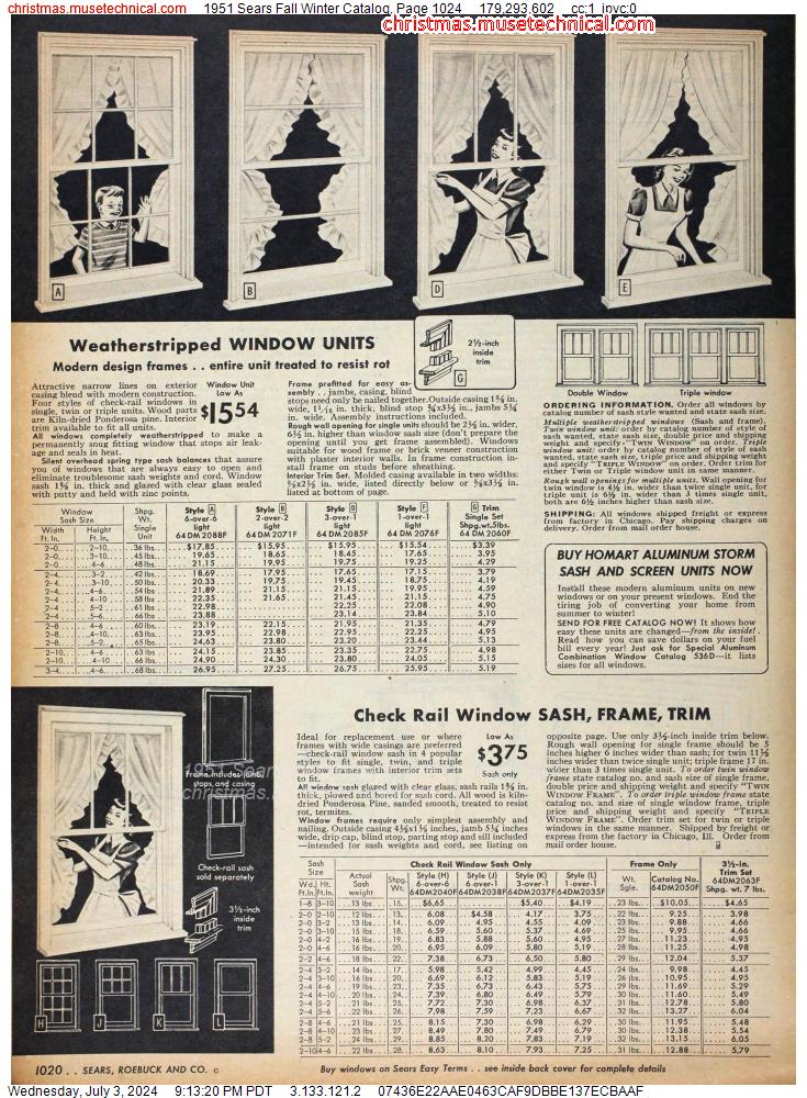 1951 Sears Fall Winter Catalog, Page 1024