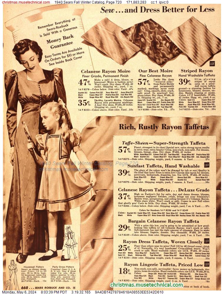 1940 Sears Fall Winter Catalog, Page 720