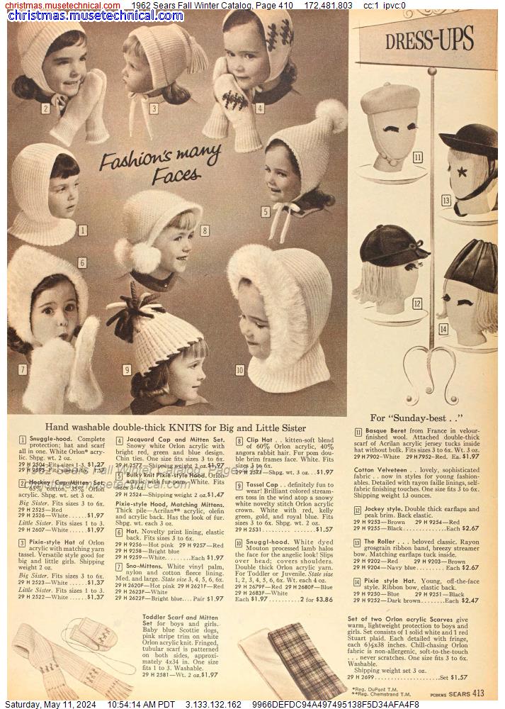 1962 Sears Fall Winter Catalog, Page 410
