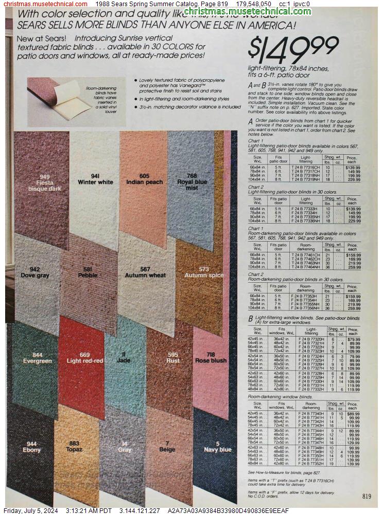 1988 Sears Spring Summer Catalog, Page 819