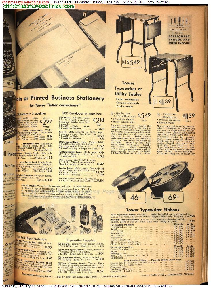 1947 Sears Fall Winter Catalog, Page 739