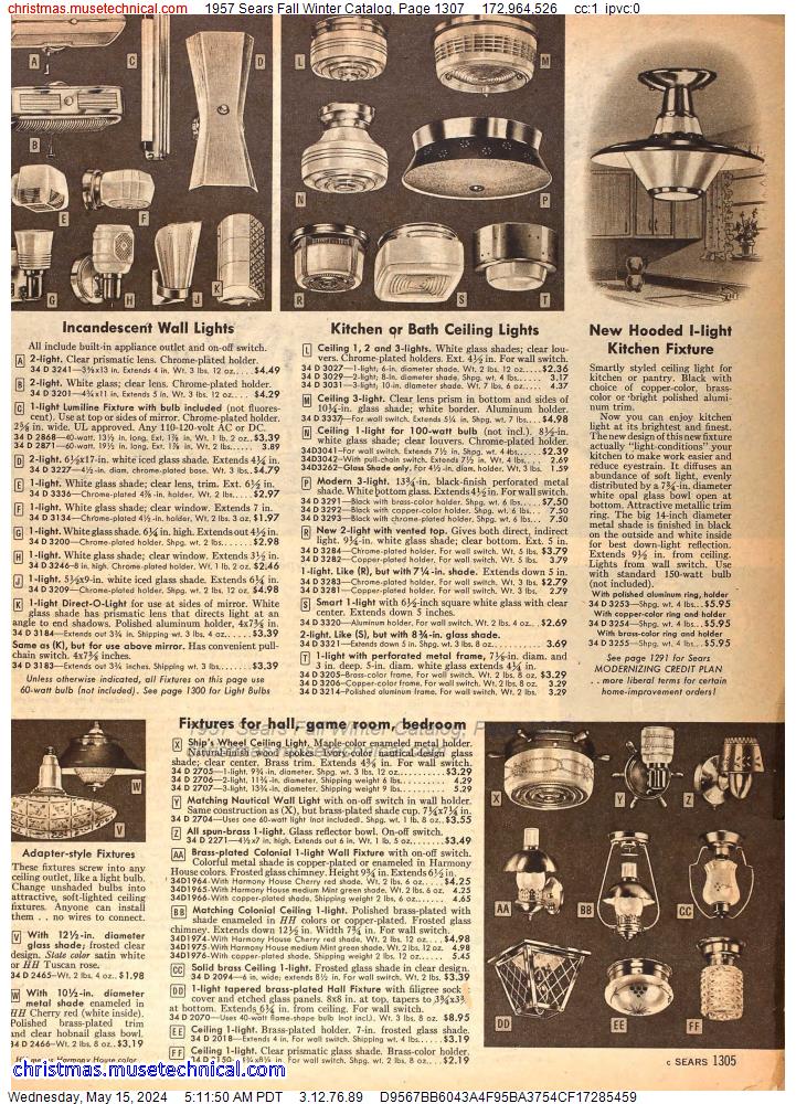 1957 Sears Fall Winter Catalog, Page 1307