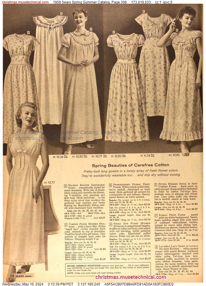 1958 Sears Spring Summer Catalog, Page 306