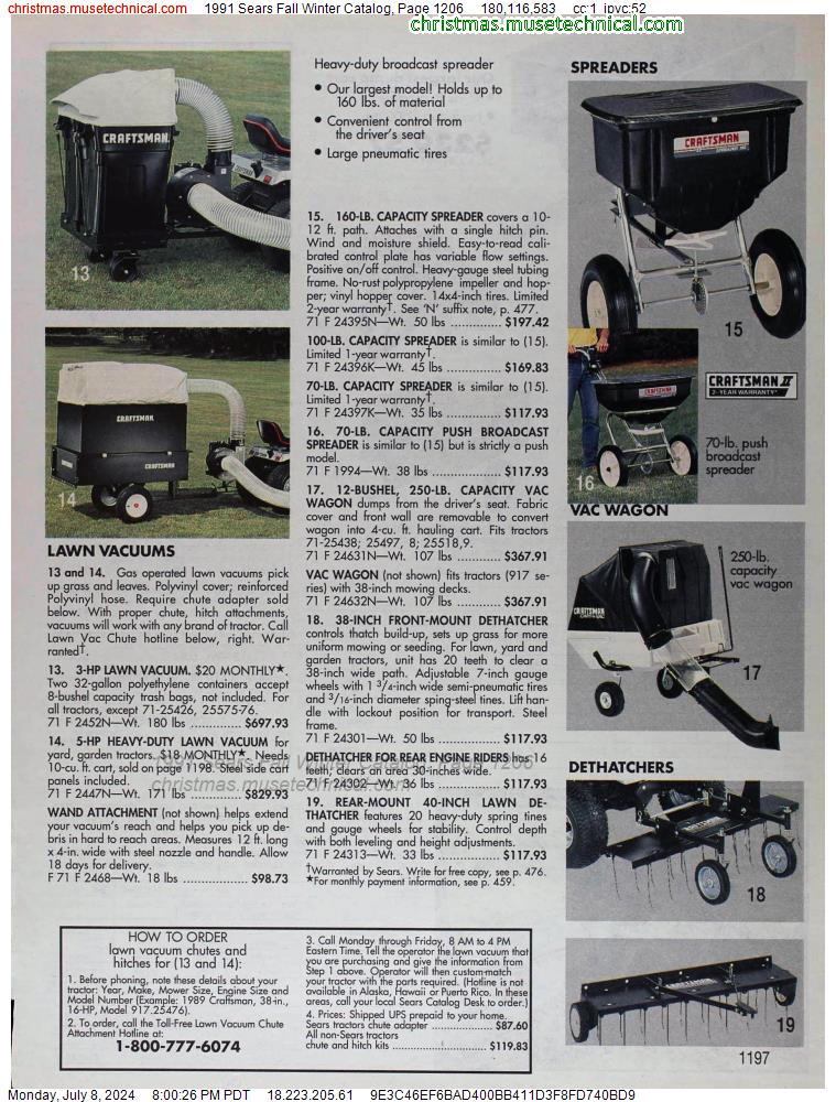 1991 Sears Fall Winter Catalog, Page 1206