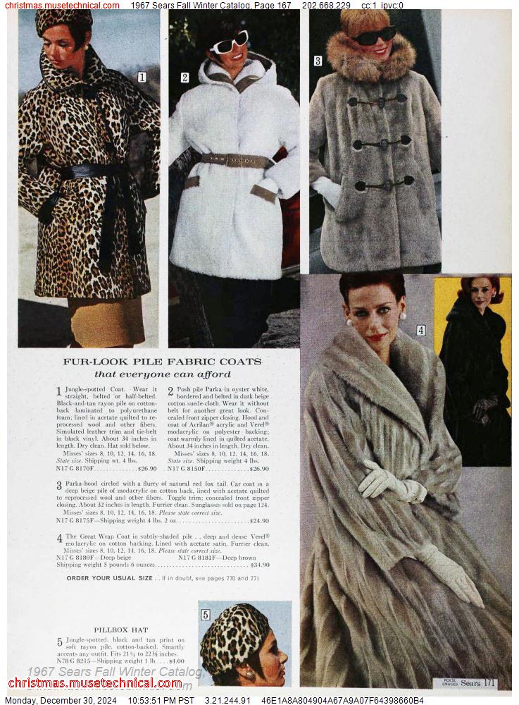 1967 Sears Fall Winter Catalog, Page 167