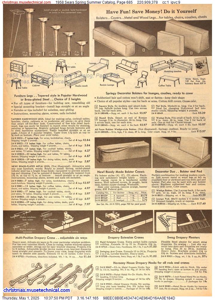 1958 Sears Spring Summer Catalog, Page 685 - Catalogs