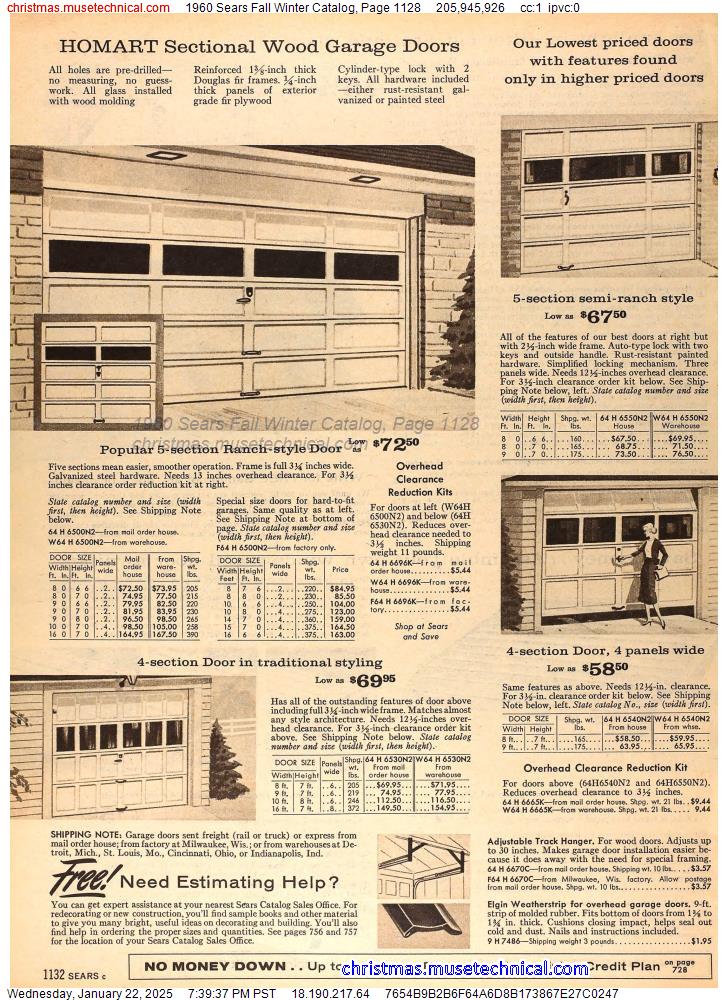 1960 Sears Fall Winter Catalog, Page 1128