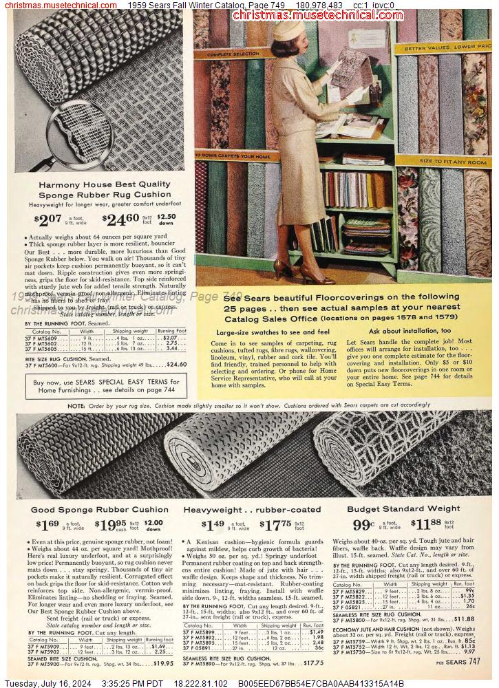 1959 Sears Fall Winter Catalog, Page 749
