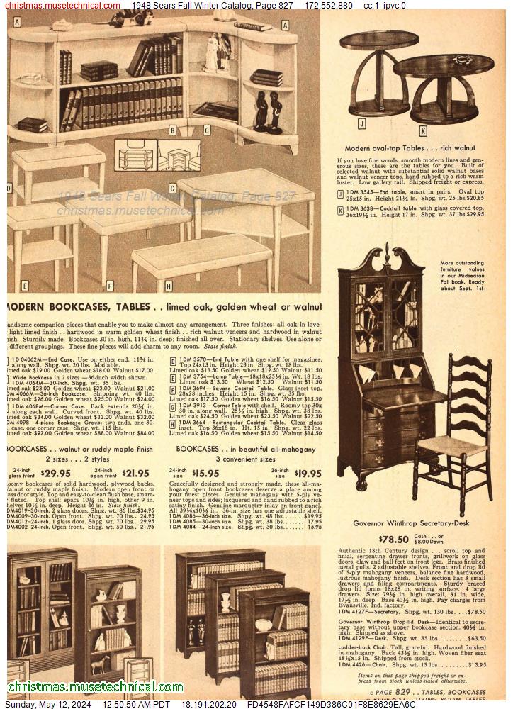 1948 Sears Fall Winter Catalog, Page 827