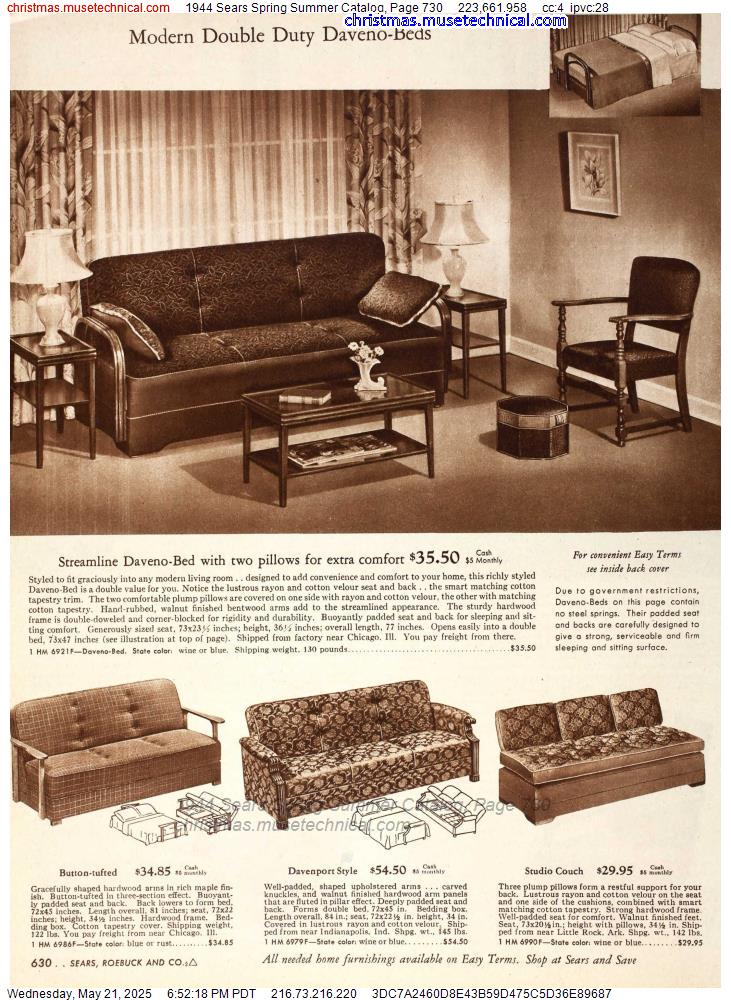 1944 Sears Spring Summer Catalog, Page 730