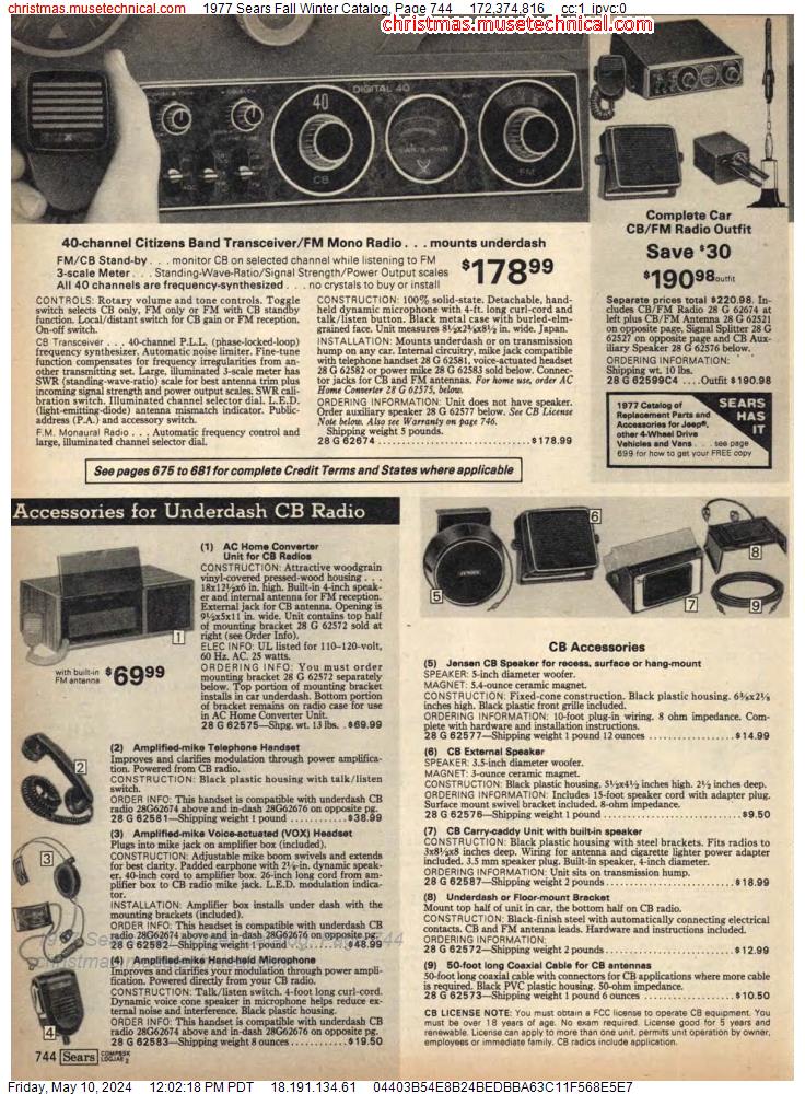 1977 Sears Fall Winter Catalog, Page 744