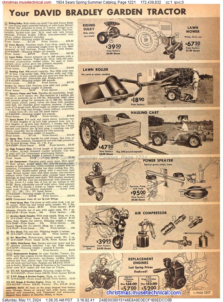 1954 Sears Spring Summer Catalog, Page 1221
